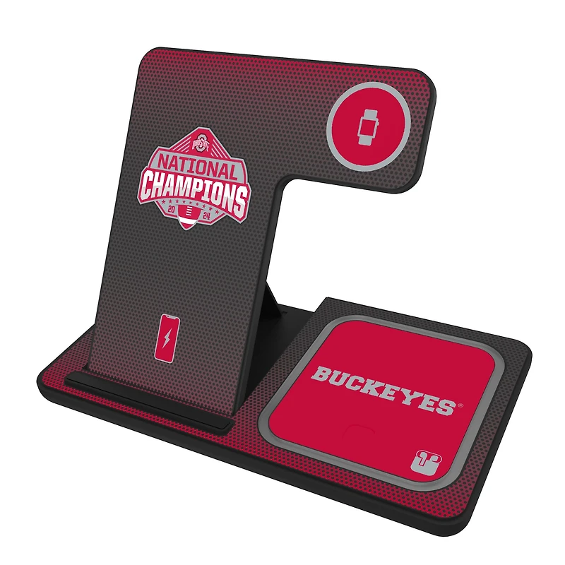 Keyscaper Ohio State Buckeyes College Football Playoff 2024 National Champions 3-in-1 Charging Station
