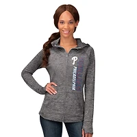 Women's G-III 4Her by Carl Banks  Heather Gray Philadelphia Phillies Defender Space Dye Raglan Full-Zip Hoodie