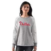 Women's G-III 4Her by Carl Banks  Heather Gray Philadelphia Phillies Gridiron Raglan Pullover Sweatshirt