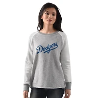 Women's G-III 4Her by Carl Banks  Heather Gray Los Angeles Dodgers Gridiron Raglan Pullover Sweatshirt