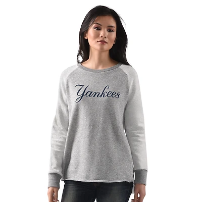Women's G-III 4Her by Carl Banks  Heather Gray New York Yankees Gridiron Raglan Pullover Sweatshirt