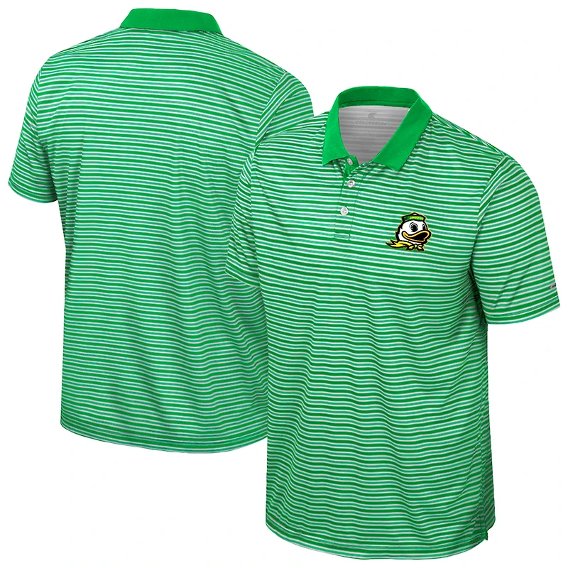 Men's Colosseum Green Oregon Ducks Striped Polo