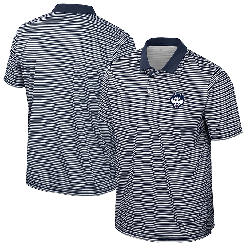 Men's Colosseum Navy UConn Huskies Striped Polo