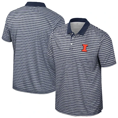 Men's Colosseum Navy Illinois Fighting Illini Striped Polo