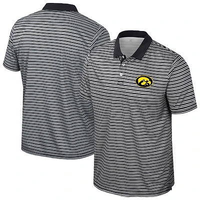 Men's Colosseum Black Iowa Hawkeyes Striped Polo