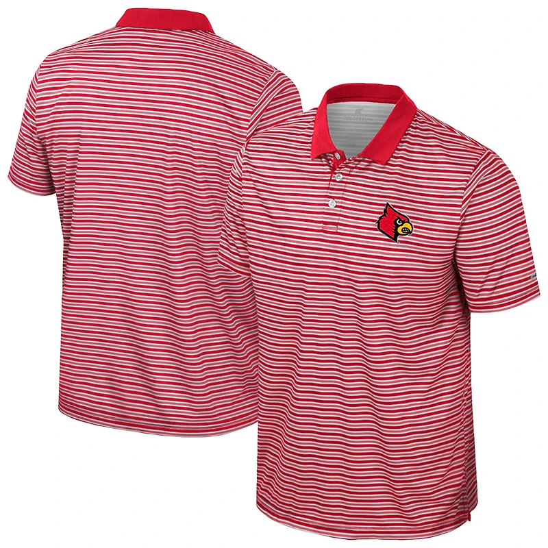 Men's Colosseum Red Louisville Cardinals Striped Polo