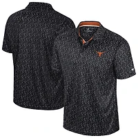 Men's Colosseum Black Texas Longhorns Sublimated Golf Polo