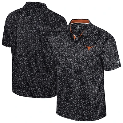 Men's Colosseum Black Texas Longhorns Sublimated Golf Polo