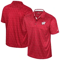 Men's Colosseum Red Wisconsin Badgers Sublimated Golf Polo
