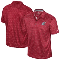 Men's Colosseum Crimson Washington State Cougars Sublimated Golf Polo