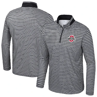 Men's Colosseum Black Ohio State Buckeyes Striped Quarter-Zip Top