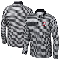 Men's Colosseum Black Ohio State Buckeyes Striped Quarter-Zip Top