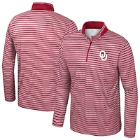 Men's Colosseum Crimson Oklahoma Sooners Striped Quarter-Zip Top