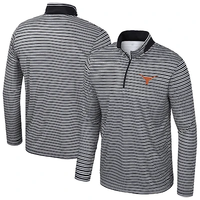 Men's Colosseum Black Texas Longhorns Striped Quarter-Zip Top