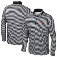 Men's Colosseum Black Texas Longhorns Striped Quarter-Zip Top