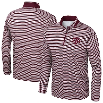 Men's Colosseum Maroon Texas A&M Aggies Striped Quarter-Zip Top