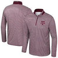 Men's Colosseum Maroon Texas A&M Aggies Striped Quarter-Zip Top