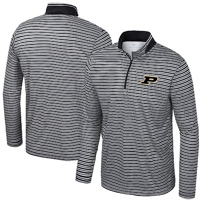 Men's Colosseum Black Purdue Boilermakers Striped Quarter-Zip Top