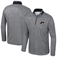 Men's Colosseum Black Purdue Boilermakers Striped Quarter-Zip Top