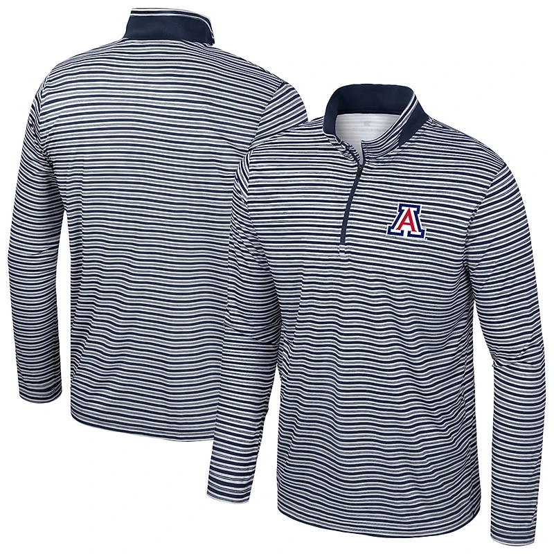 Men's Colosseum Navy Arizona Wildcats Striped Quarter-Zip Top