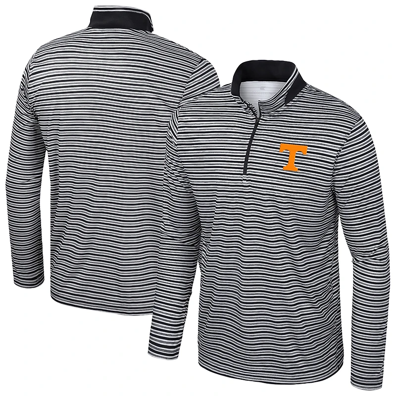 Men's Colosseum Black Tennessee Volunteers Striped Quarter-Zip Top