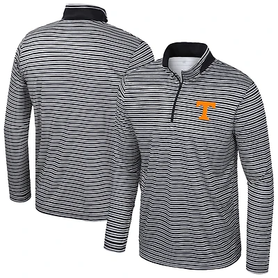 Men's Colosseum Black Tennessee Volunteers Striped Quarter-Zip Top
