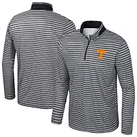 Men's Colosseum Black Tennessee Volunteers Striped Quarter-Zip Top