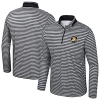 Men's Colosseum Black Army Black Knights Striped Quarter-Zip Top
