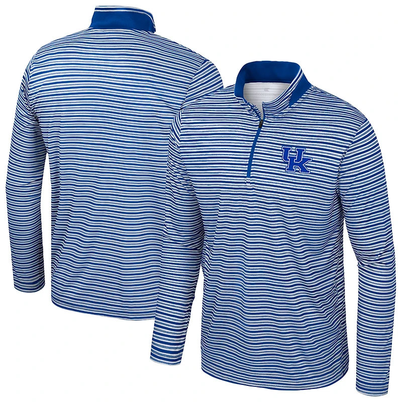 Men's Colosseum Royal Kentucky Wildcats Striped Quarter-Zip Top