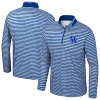 Men's Colosseum Royal Kentucky Wildcats Striped Quarter-Zip Top