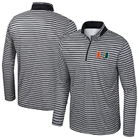 Men's Colosseum Black Miami Hurricanes Striped Quarter-Zip Top