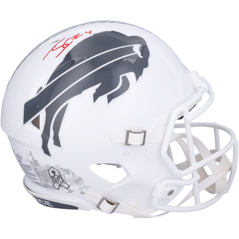James Cook Buffalo Bills Autographed Riddell 2024 Salute To Service Speed Authentic Helmet