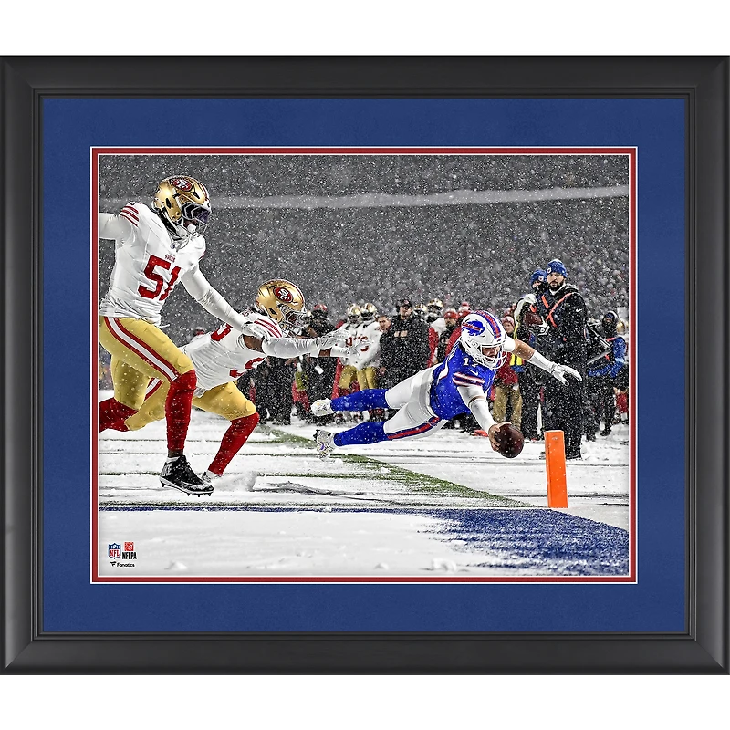 Josh Allen Buffalo Bills Framed 16” x 20” Week 13 vs. San Francisco 49ers Snow Touchdown Photograph