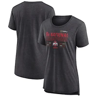 Women's Gray Ohio State Buckeyes Nine-Time Football National Champions Stellar Charge Tri-Blend T-Shirt
