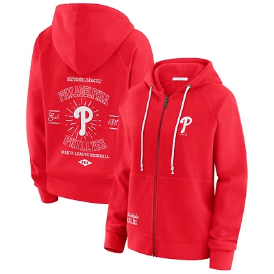 Women's WEAR by Erin Andrews Red Philadelphia Phillies Vintage Full-Zip Raglan Hoodie