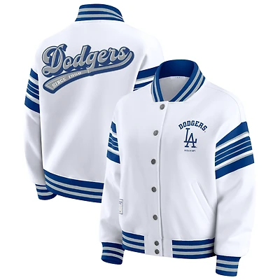 Women's WEAR by Erin Andrews White Los Angeles Dodgers Full-Snap Fleece Sweatshirt Jacket