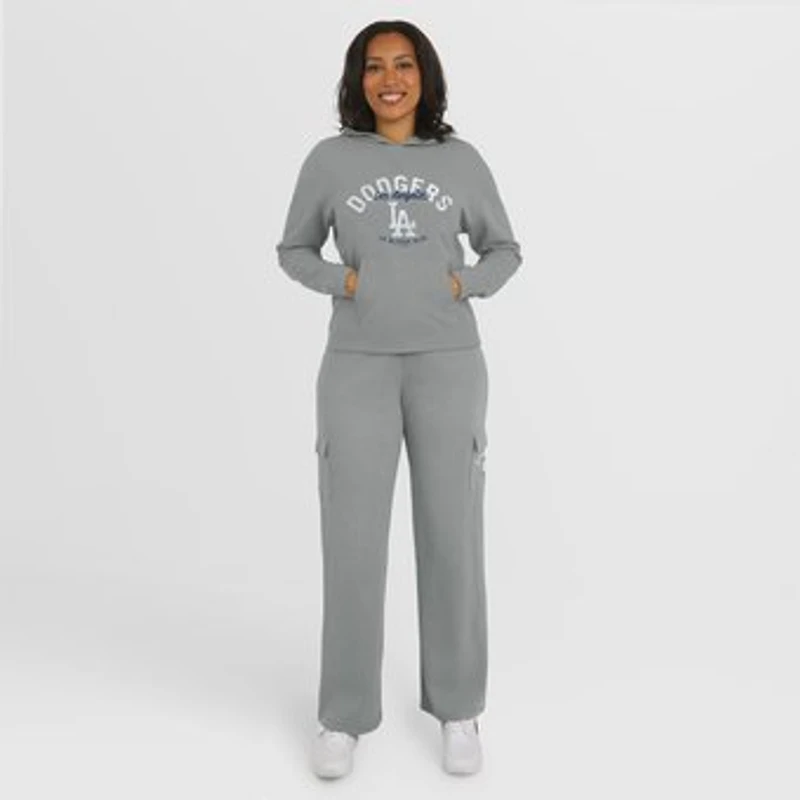 Women's WEAR by Erin Andrews Gray Los Angeles Dodgers Waffle-Knit Long-Sleeve Hoodie & Lounge Pant Set