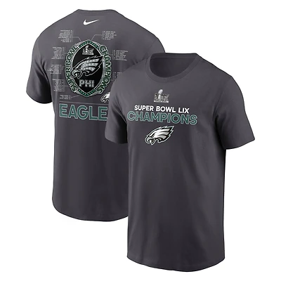 Men's Nike Anthracite Philadelphia Eagles Super Bowl LIX Champions Roster T-Shirt