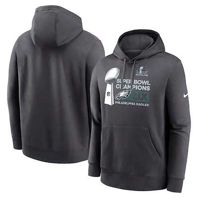 Men's Nike Anthracite Philadelphia Eagles Super Bowl LIX Champions Locker Room Trophy Collection Club Fleece Pullover Hoodie