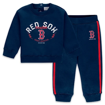 Newborn WEAR by Erin Andrews  Navy Boston Red Sox Fleece Crewneck and Pants Set
