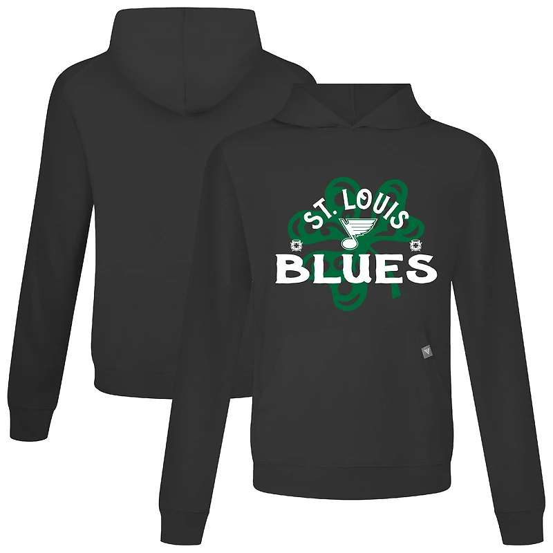 Men's Levelwear Black St. Louis Blues St. Patrick's Day Relay Shamrock Pullover Hoodie