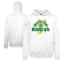 Men's Levelwear  White Boston Bruins St. Patrick's Day Podium Shamrock Pullover Hoodie