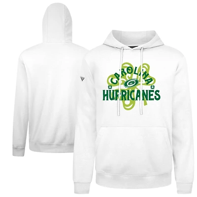 Men's Levelwear  White Carolina Hurricanes St. Patrick's Day Podium Shamrock Pullover Hoodie