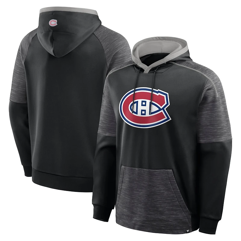 Men's Fanatics Black Montreal Canadiens Goaltender Defender Raglan Pullover Hoodie