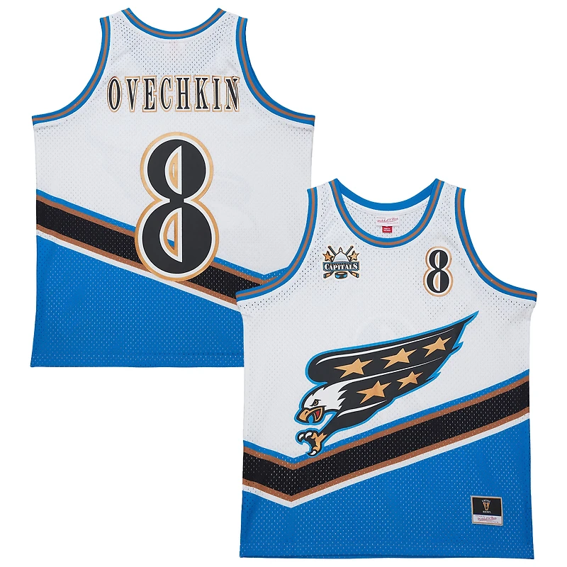 Men's Mitchell & Ness Alexander Ovechkin White Washington Capitals Maxxed Out Fashion Basketball Jersey