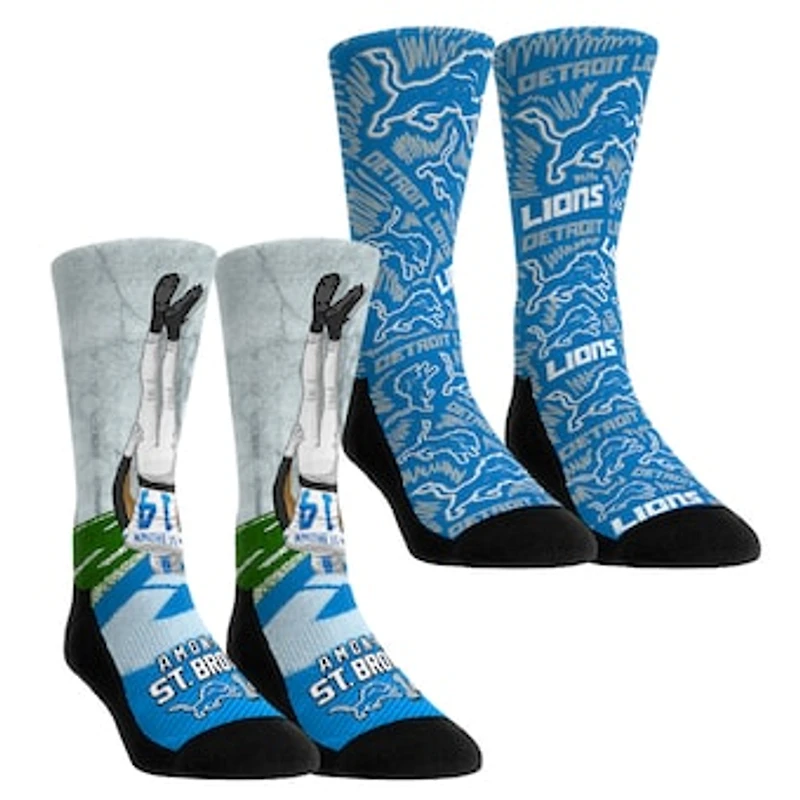 Youth Rock Em Socks Amon-Ra St. Brown Detroit Lions 2-Pack Reverse Hurdle Crew Socks Set