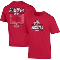 Men's Champion Scarlet Ohio State Buckeyes College Football Playoff 2024 National Champions Schedule T-Shirt