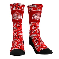 Unisex Rock Em Socks Scarlet Ohio State Buckeyes  College Football Playoff 2024 National Champions All-Over Crew Socks