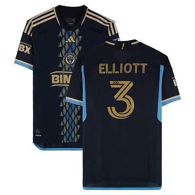 Jack Elliott Philadelphia Union Autographed Match-Used #3 Navy adidas Jersey from the 2024 MLS Season - Size L