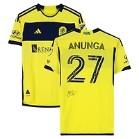 Brian Anunga Nashville SC Autographed Match-Used #27 Yellow adidas Jersey from the 2024 MLS Season - Size M